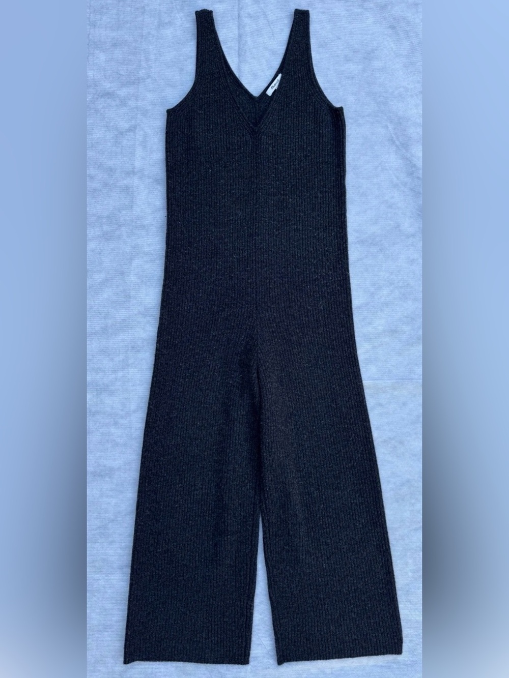 Madewell Ribbed Knit Sleeveless Wide Leg Jumpsuit Gray